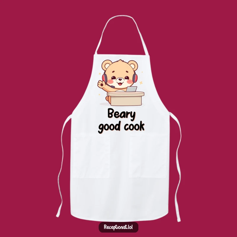 Funny Bear Receptionist Apron: Serve With A Smile And Cheerful Humor