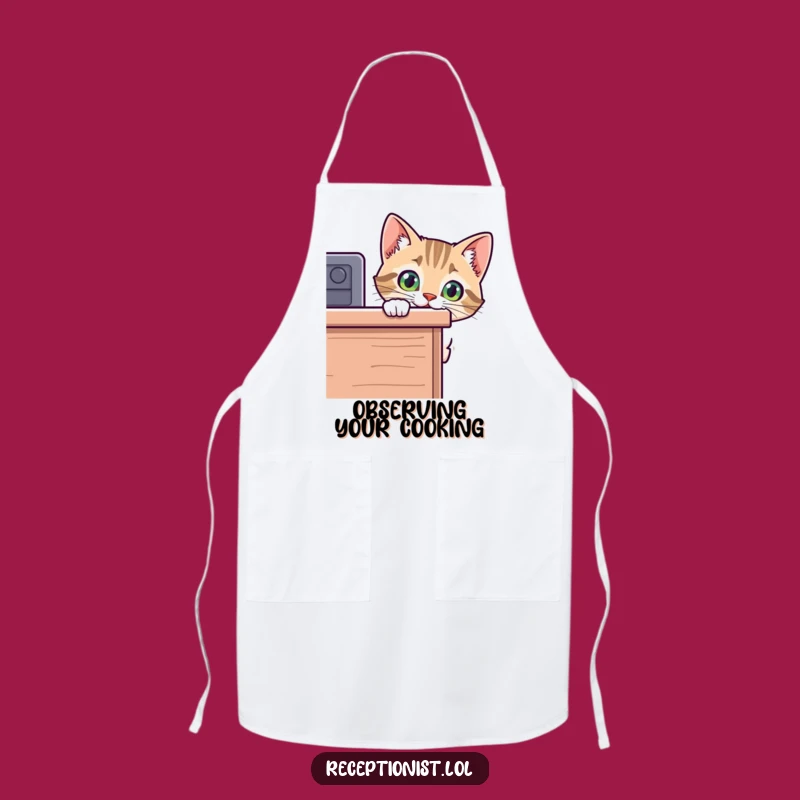 Funny Cat Desk Peek Apron - Kitchen Whimsy for Cat Lovers, Chef Gift
