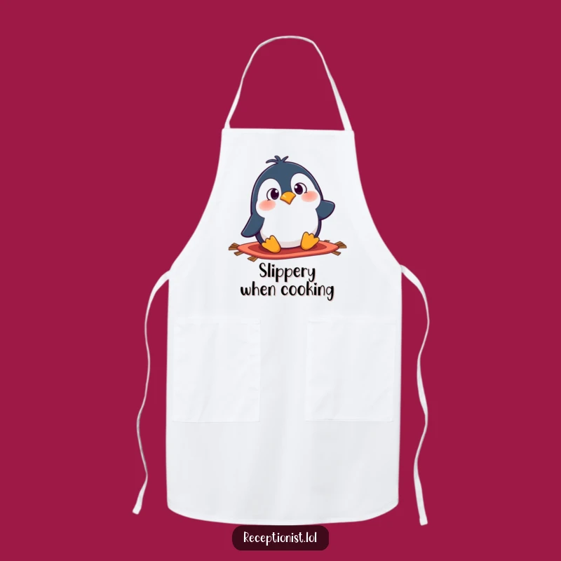 Funny Penguin Tripping Apron - Kitchen Cartoon Character Chef's Delight