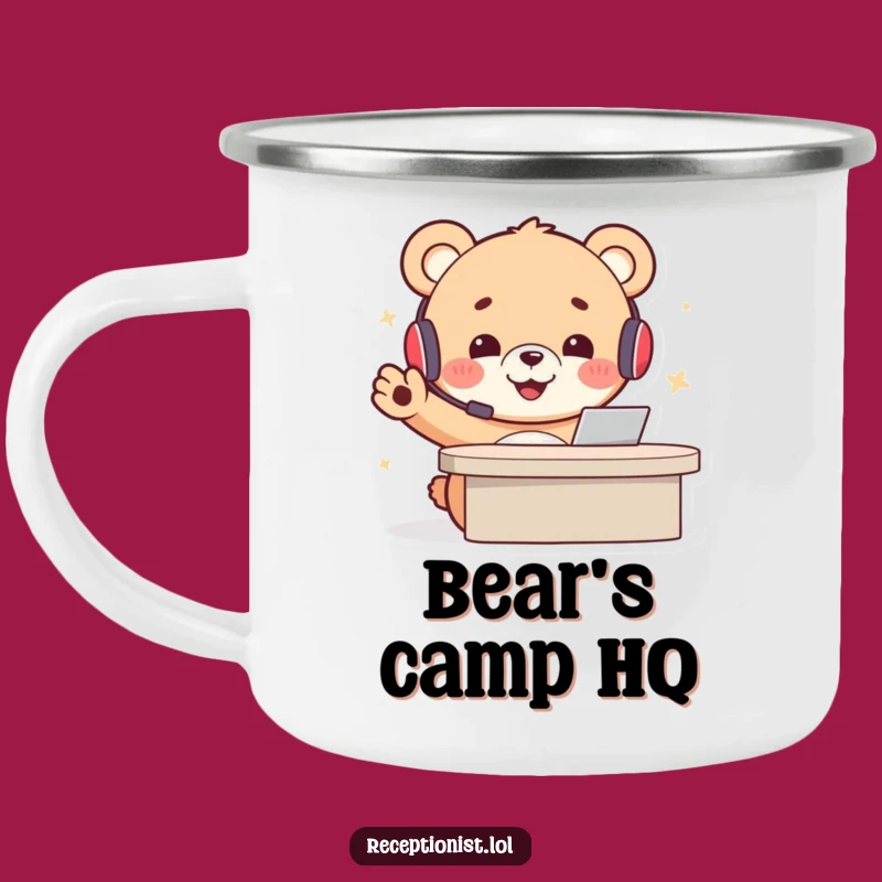 Funny Bear Receptionist Camping Mug: Welcome Adventures With A Cheerful Cub