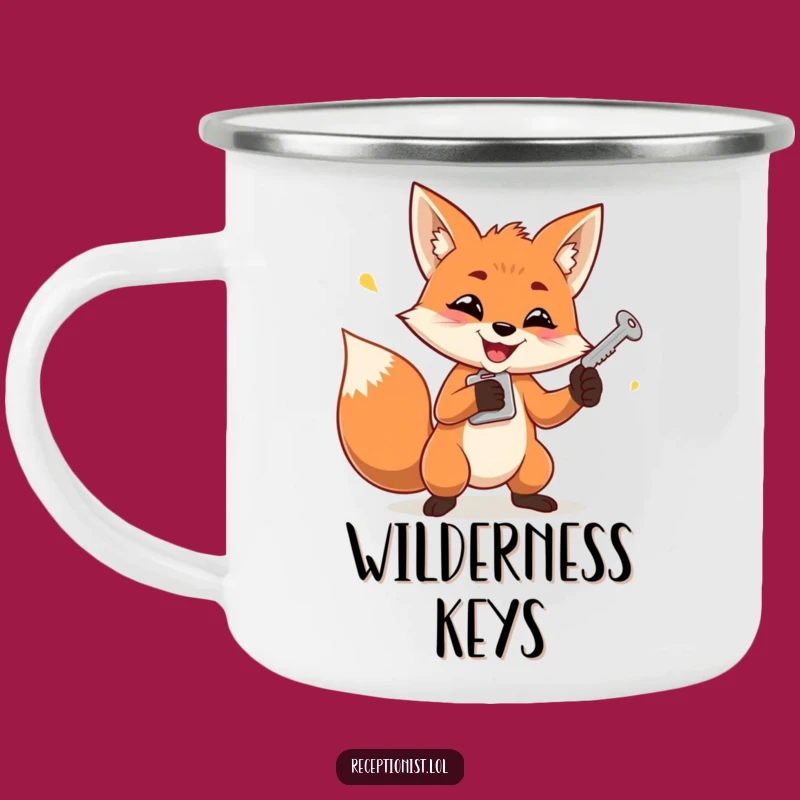 Durable Funny Fox Juggling Keys Camping Mug: Adventure Ready