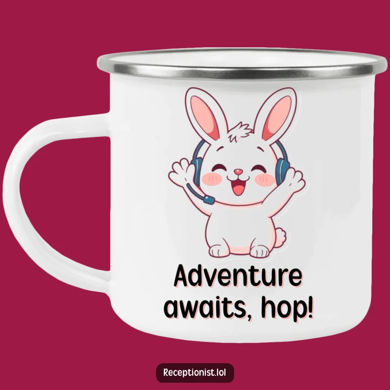 Funny Bunny Welcome Camping Mug: Enjoy Your Brew with a Cheerful Greeting!