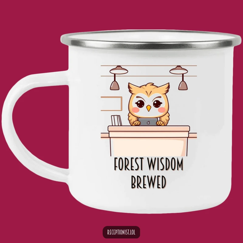 Funny Owl Receptionist Camping Mug - Wise Companion for Adventures