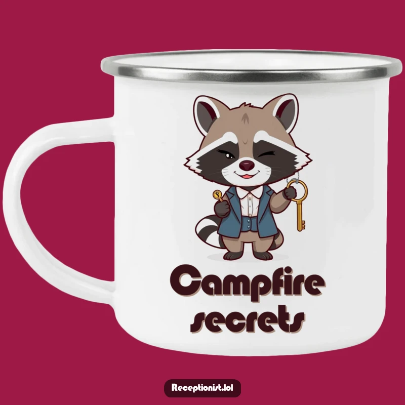 Funny Raccoon Receptionist Camping Mug: Adventure with a Wink, Ideal Funny Gift
