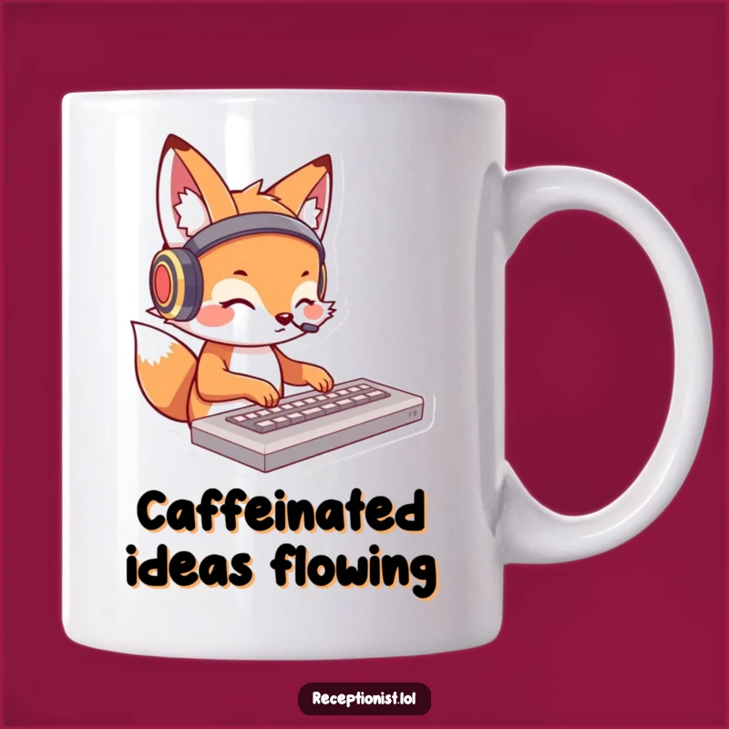 Funny Fox Typing Mug - Techy Cartoon Character Gift for Coders