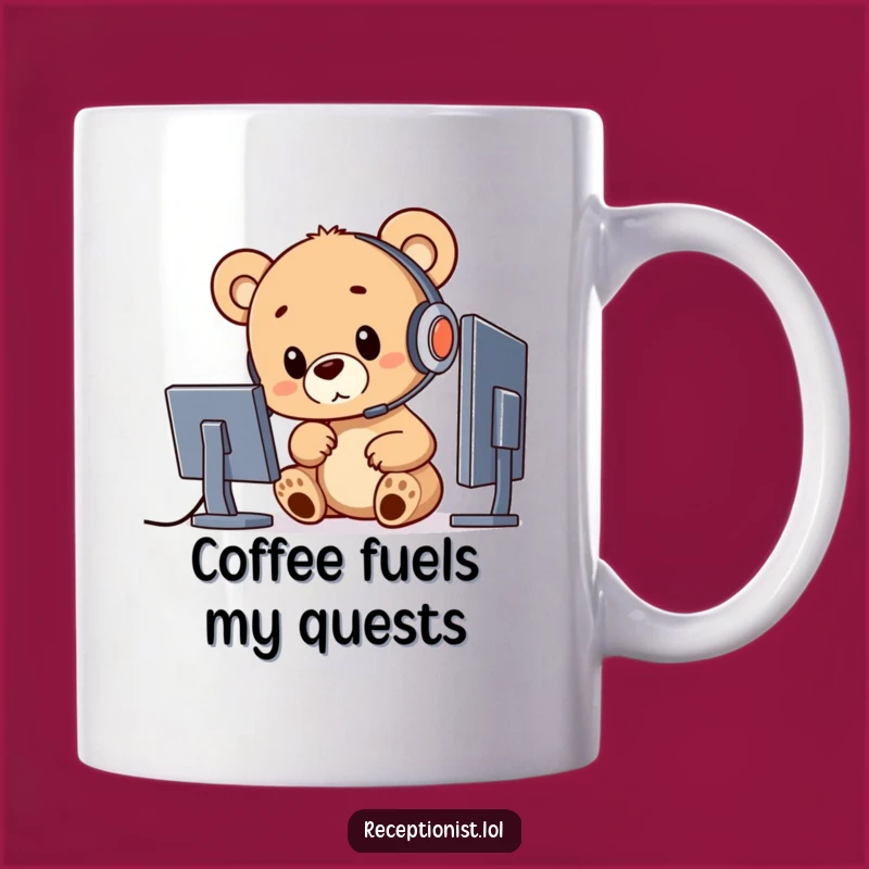 Funny Bear Cub Tech Support Mug: Hilarious IT Gift, Perfect for Gamers