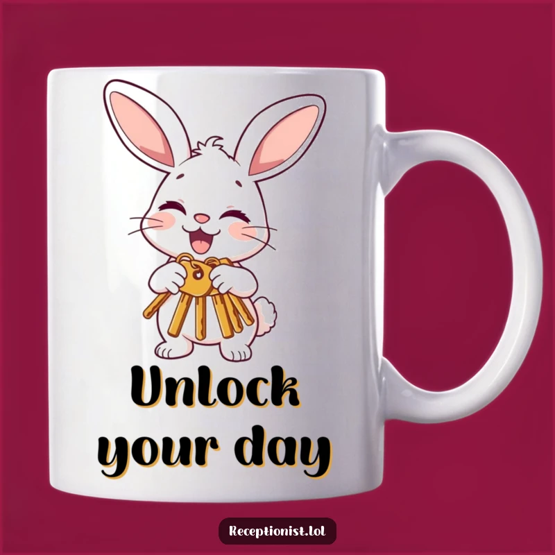 Funny Bunny Offering Keys Mug: Unlock Happiness with Humorous Charm