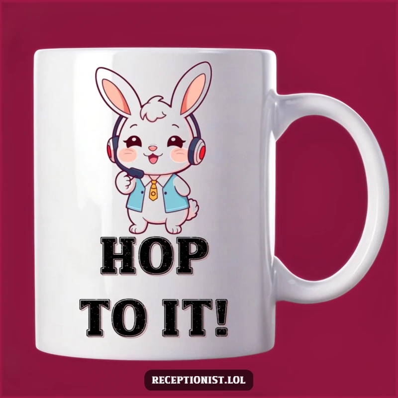 Funny Bunny Receptionist Mug - Warm Welcome & Humor Gift