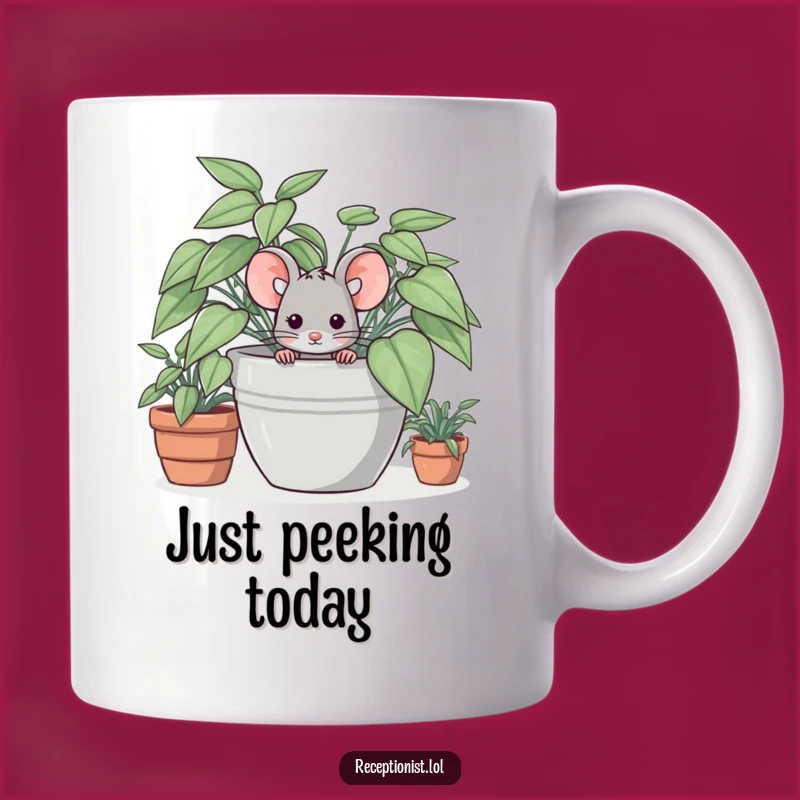 Funny Shy Mouse Mug - Adorable Hidden Animal Gift for Introverts