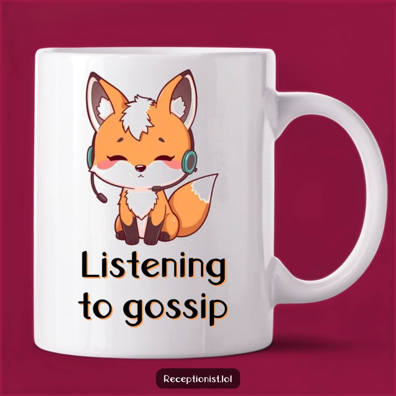 Funny Fox Earpiece Mug: Curious Listener, a Hilarious Gift for Spies