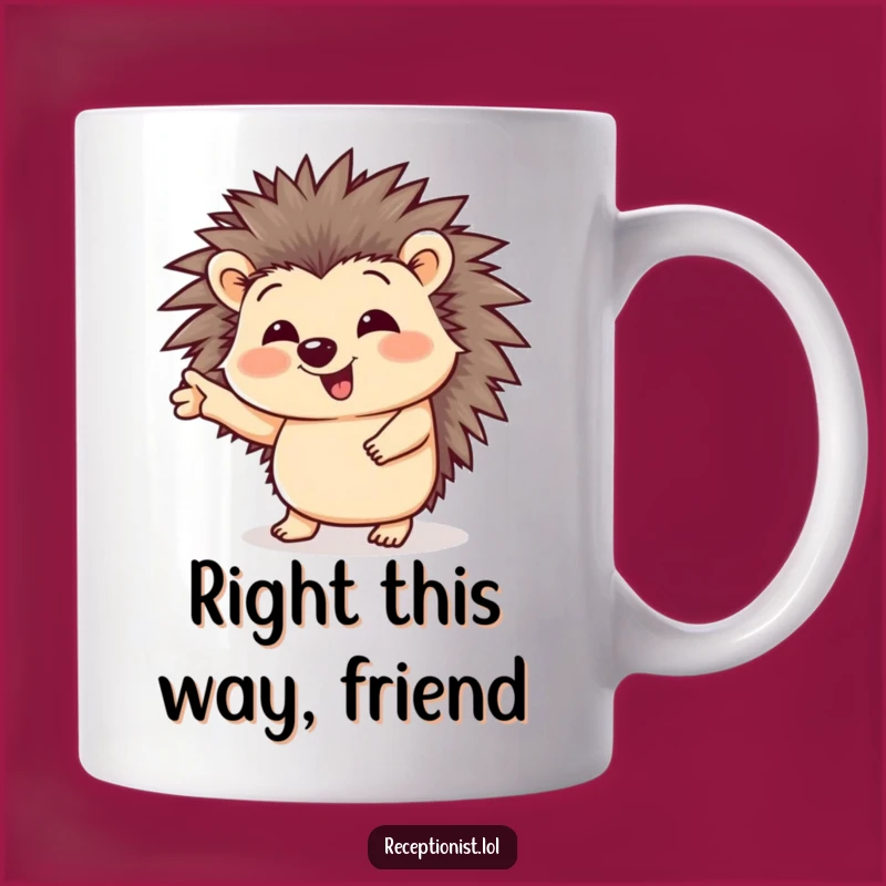 Funny Giggling Hedgehog Directing Visitor Mug - The Perfect Cute Animal Gift