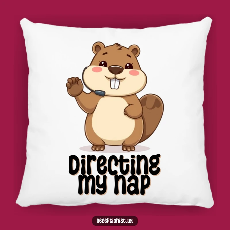 Funny Beaver Pillow: Cozy Busy Host Decor for Planners
