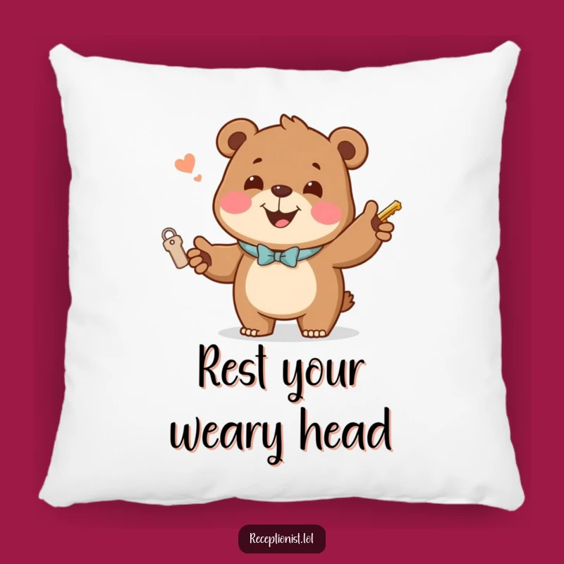 Funny Joking Bear Hotel Pillow: Cozy Comfort with a Warm Welcome!