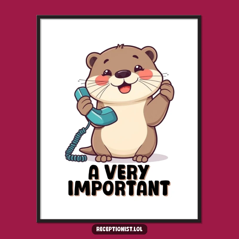 Funny Otter Communicator Digital Art Print - Hilarious 'Hello' Wall Art
