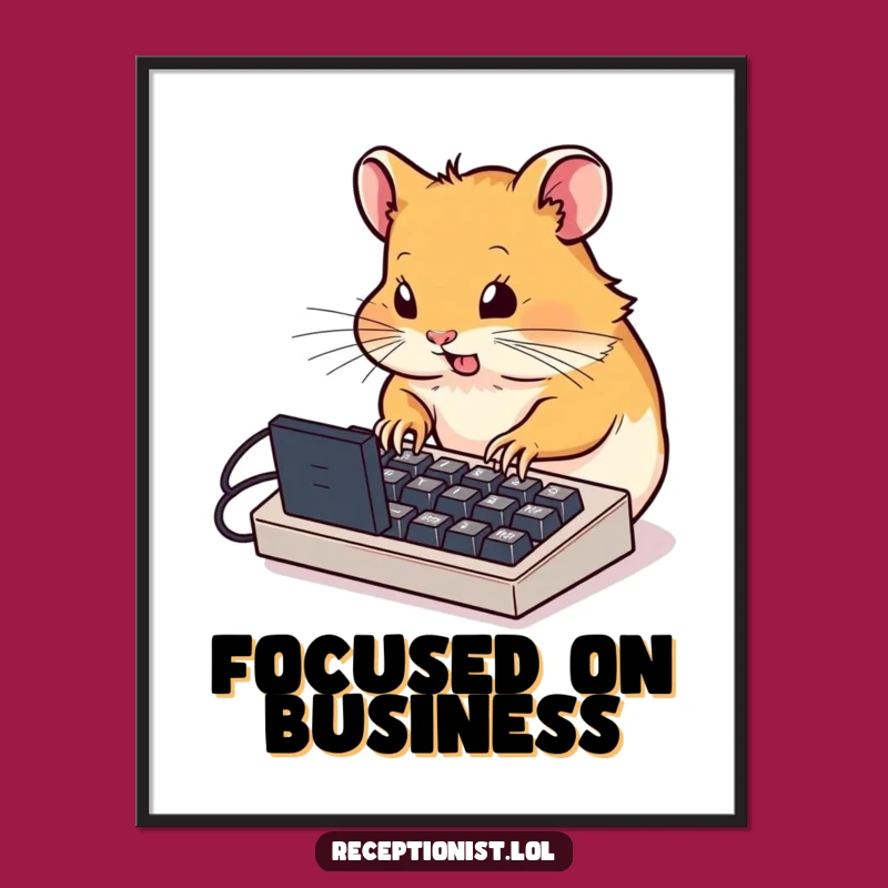 Funny Hamster Digital Art: Determined Typist, a Hilarious Printable Gift