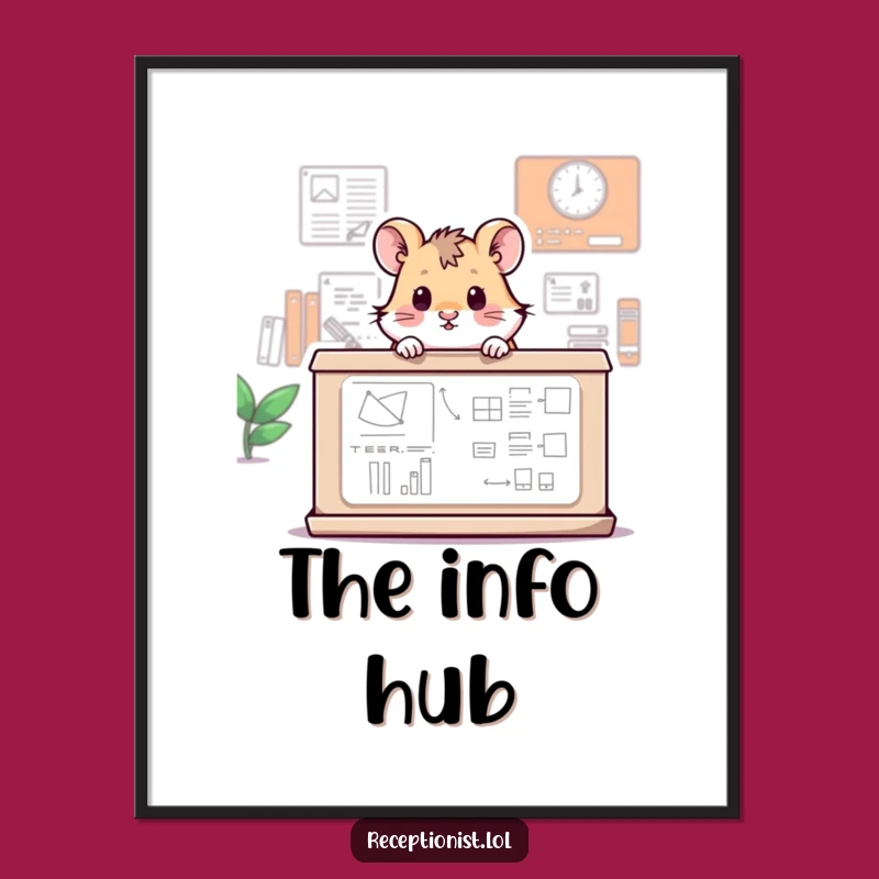 Funny Hamster Desk Art Print: Whimsical Wall Decor, Perfect Funny Gift for Art Lovers!