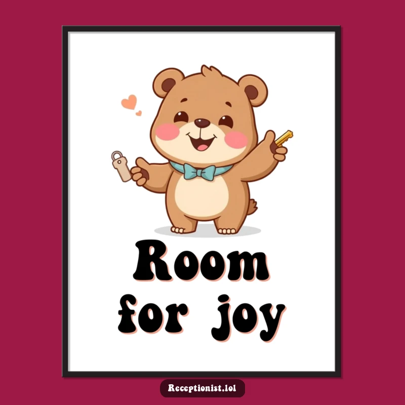Funny Joking Bear Hotel Print: Instant Art for a Warm Welcome!