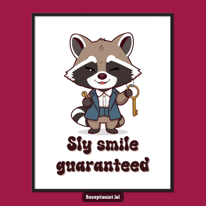 Funny Raccoon Receptionist Digital Art: Instant Intrigue, Perfect Funny Gift