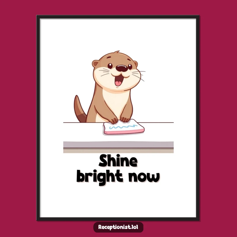 Funny Bouncing Otter Cleaning Print: Instant Art for a Sparkling Space!
