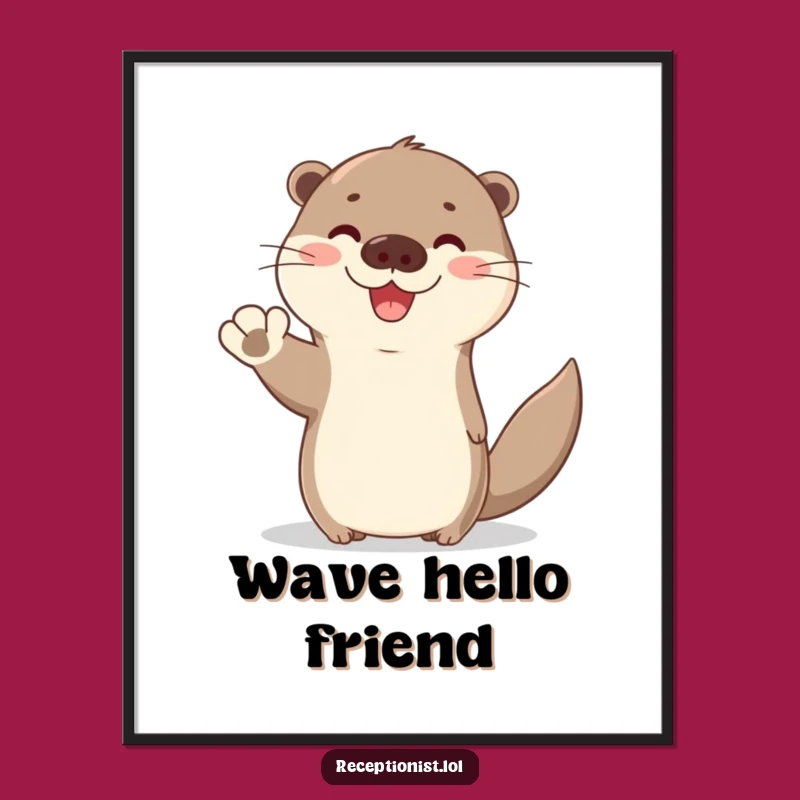 Funny Otter Greeting Digital Art: Hilarious Decor Gift for a Cheerful Home