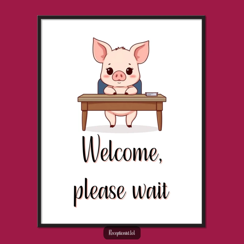 Funny Piglet Office Digital Art: Hilarious Decor Gift for a Cheerful Workspace
