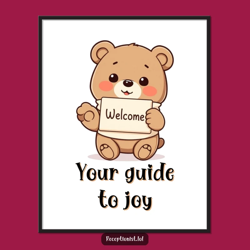 Funny Bear Welcoming Digital Art: Charming Wall Decor for Kind Souls