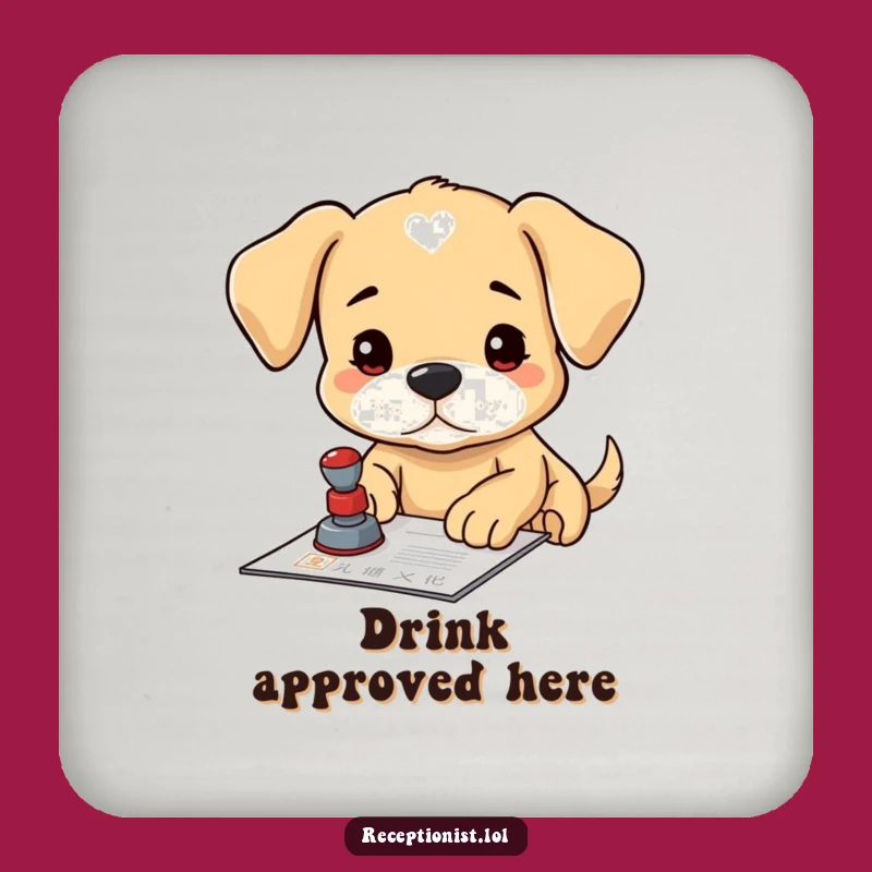 Funny Puppy Stamp Coaster: Protect Surfaces with Official Cuteness!