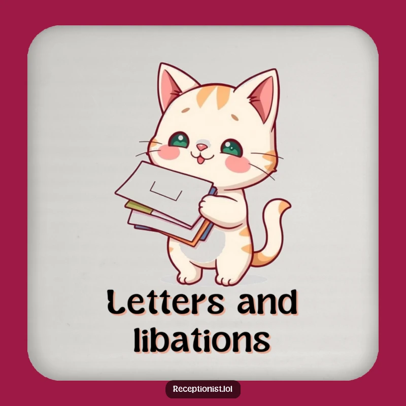 Funny Cat Mail Carrier Drink Coaster - Hilarious 'Handle with Care' Accessory