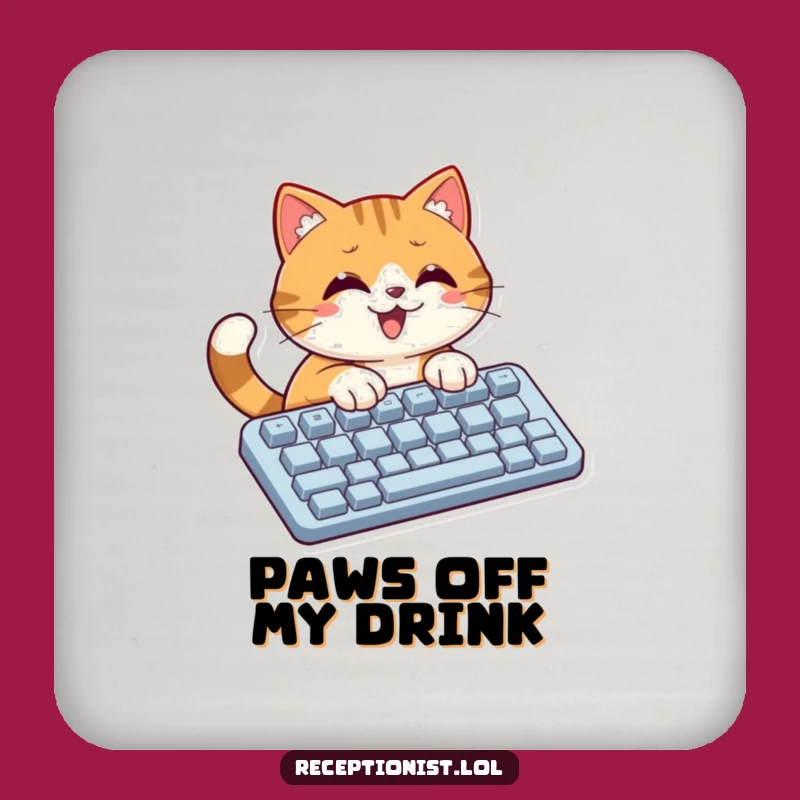 Funny Cat Typing Drink Coaster: Protect Surfaces, Hilarious Funny Gift