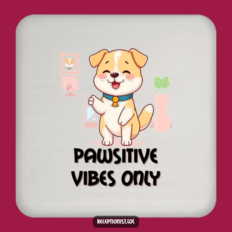Funny Dog Receptionist Drink Coaster: Protect Surfaces with a Wagging Tail, Cute Funny Gift