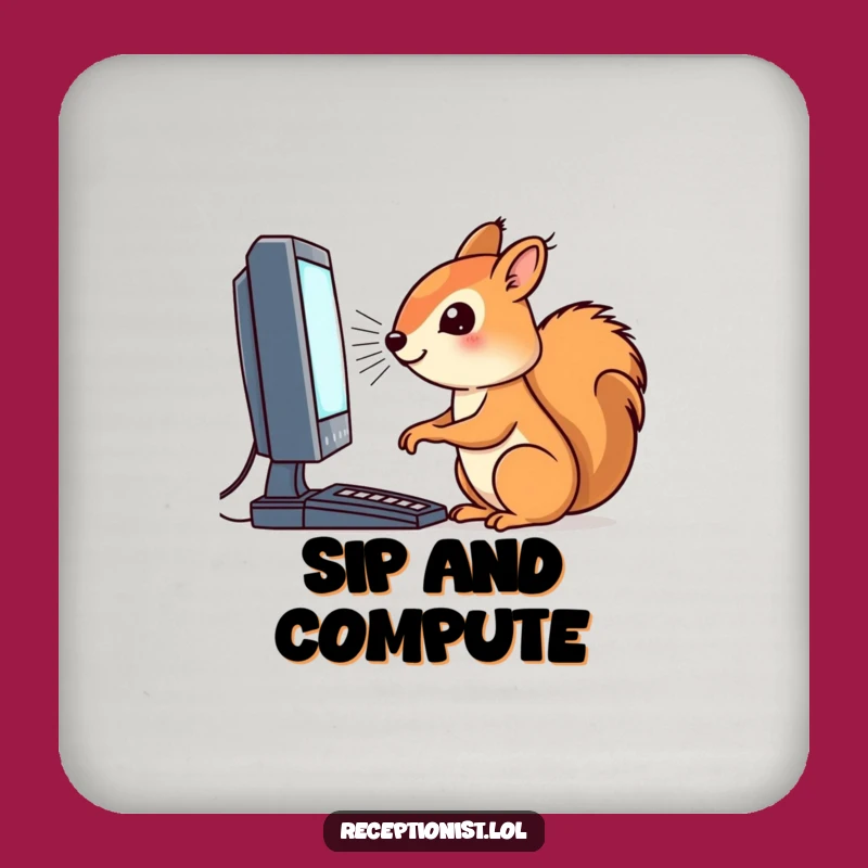 Funny Squirrel Coder Drink Coaster - Protect Surfaces with Tech Humor Gift