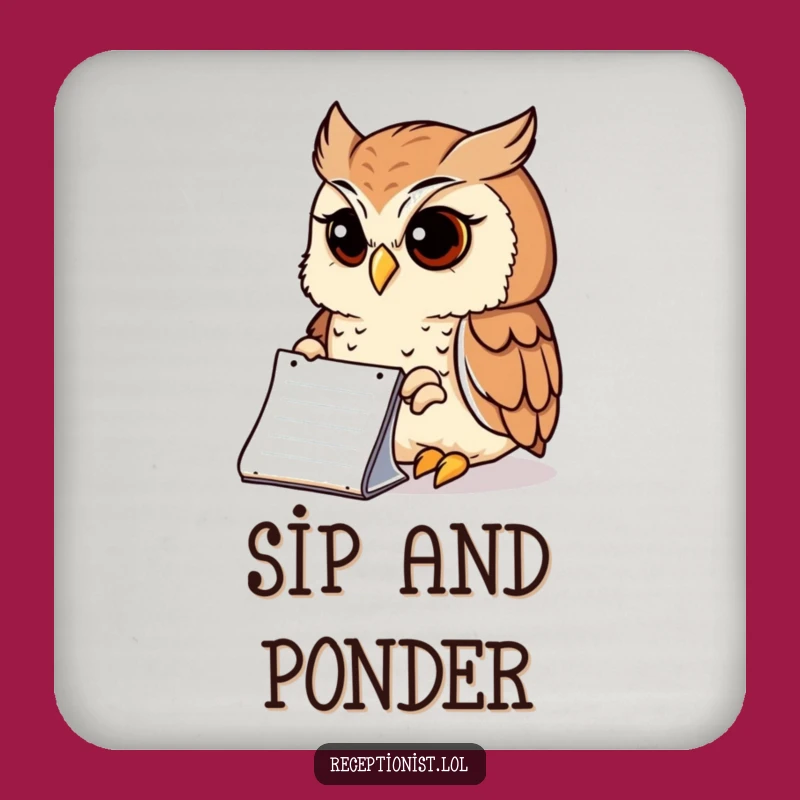 Funny Wise Owl Notepad Coasters: Protect Surfaces with Serene Humor!