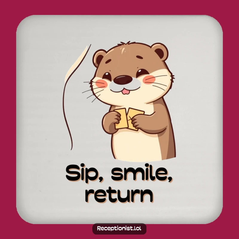 Funny Otter Drink Coaster: Protect Surfaces with a Cheerful Greeting