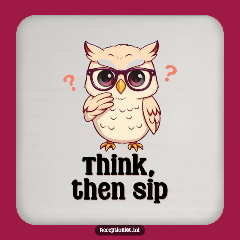 Funny Owl Drink Coaster: Protect Surfaces with Thoughtful Intellect