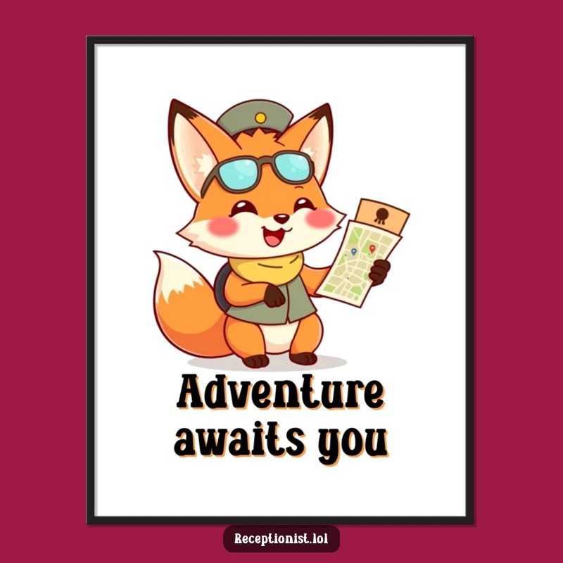Funny Fox Receptionist Poster - Whimsical Wall Art & Playful Gift