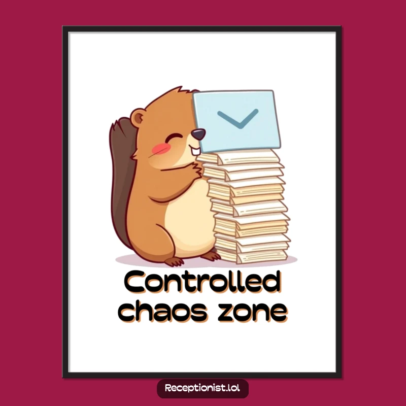 Funny Beaver Efficiency Poster: Motivational & Hilarious Office Wall Art