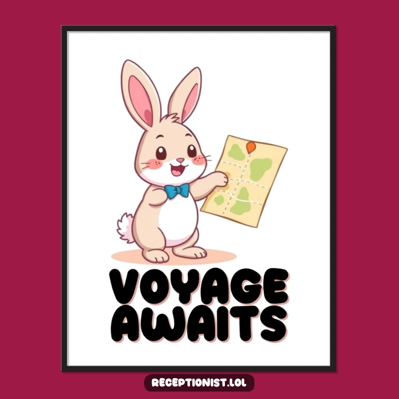 Funny Bunny Poster: Playful Travel Art, a Hilarious Wall Decor Gift