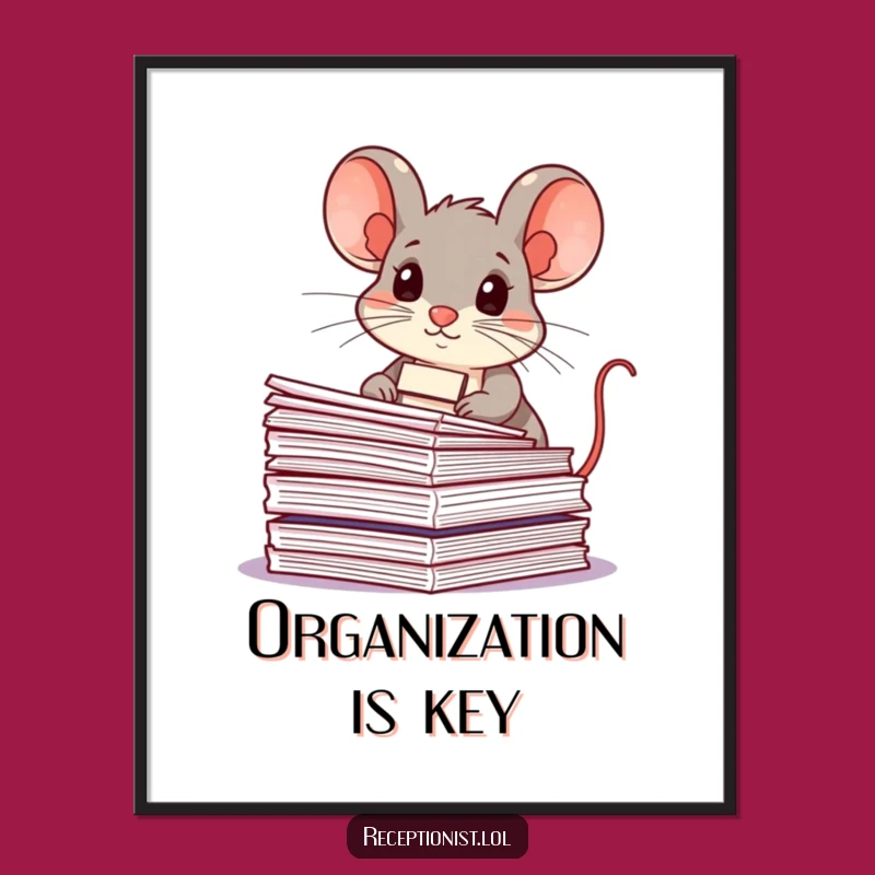 Funny Mouse Poster: Motivational Office Humor Art for a Determined Organizer