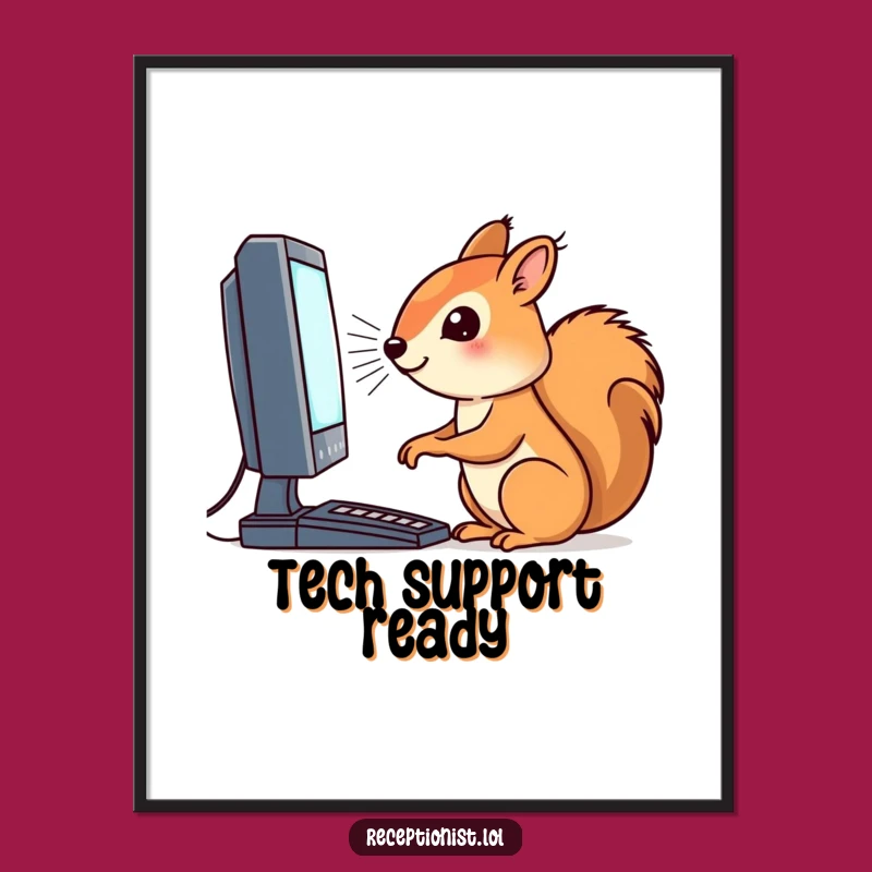 Funny Squirrel Programmer Poster - Hilarious Tech Art Print Gift
