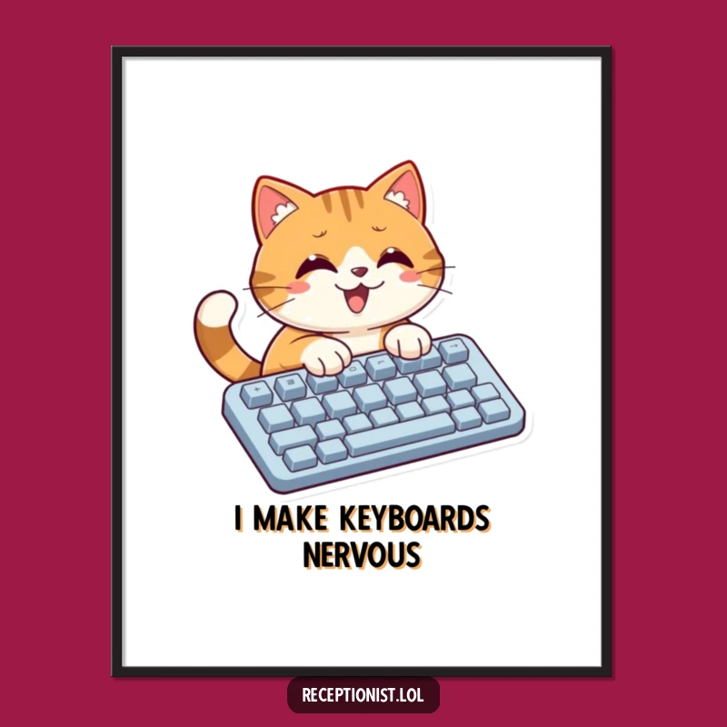 Funny Cat Typing Poster: Quirky Desk Art, Hilarious Funny Gift for Coders