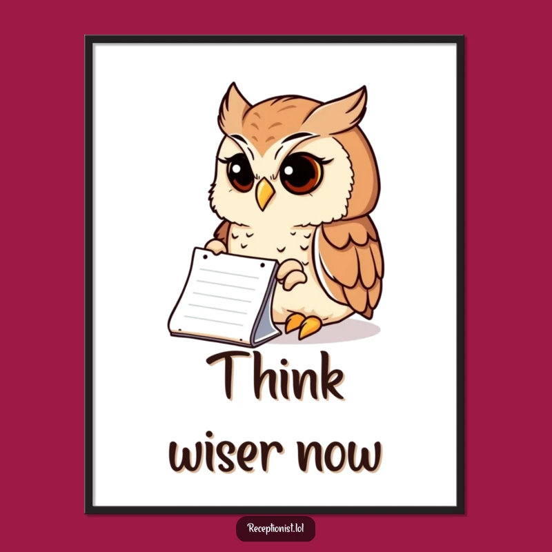 Funny Wise Owl Notepad Poster: Decorate with Wisdom & Wit!