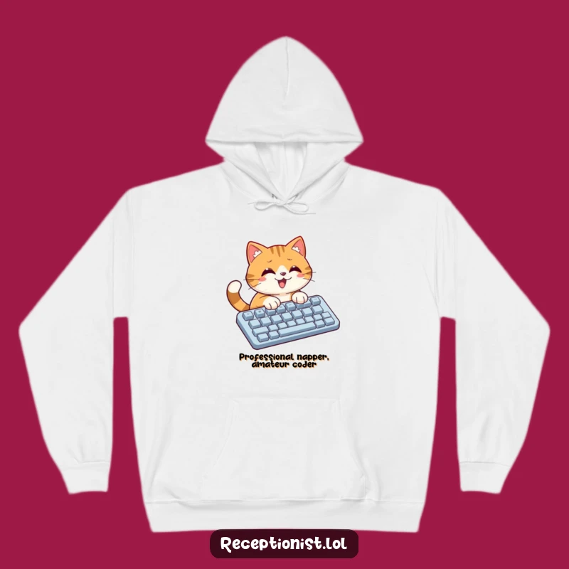Funny Cat Typing Hoodie: Cozy Programmer Sweatshirt, Perfect Funny Gift for Cat Lovers