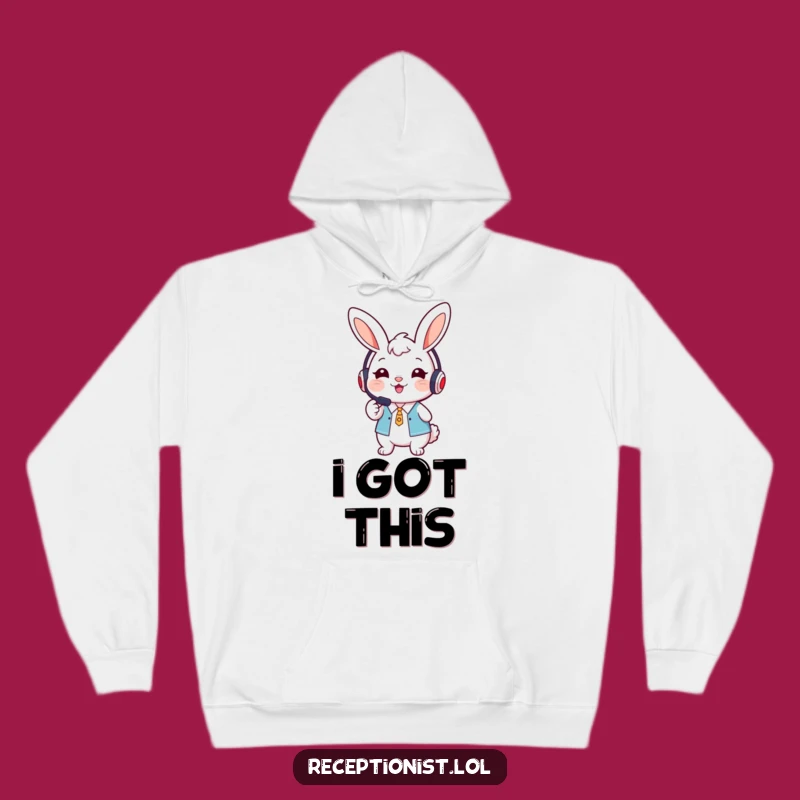 Funny Bunny Receptionist Hoodie - Cozy & Welcoming Humor Gift
