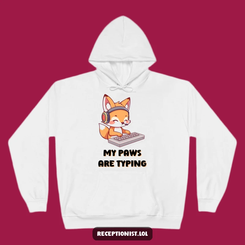 Warm Funny Fox Typing Hoodie - Cozy Cartoon Character for Work & Play