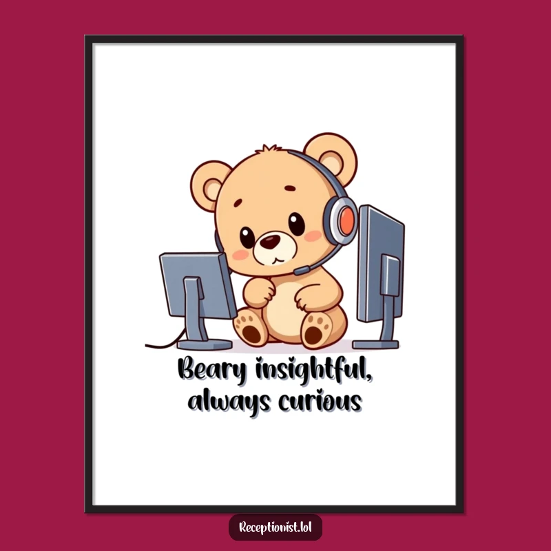 Free Printable Bear Wall Art - Funny Cub Tech Decor Downloadable