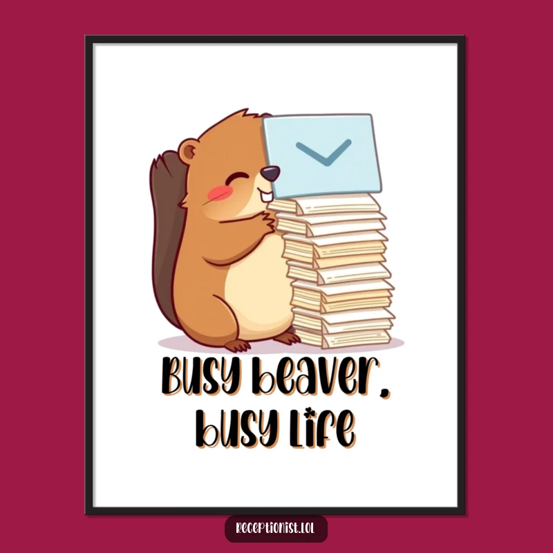 Funny Free Printable Wall Art: Busy Beaver's Organized Desk Humor Downloadable Art