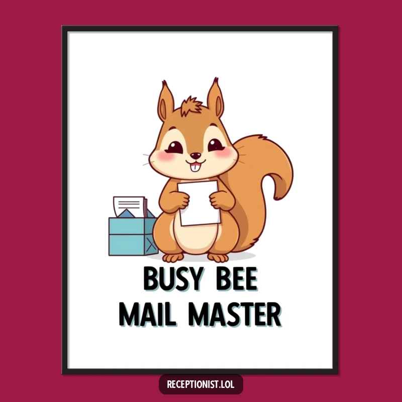 Funny Free Printable Wall Art: Diligent Squirrel, Mail Sorter, Humorous Downloadable Decor!