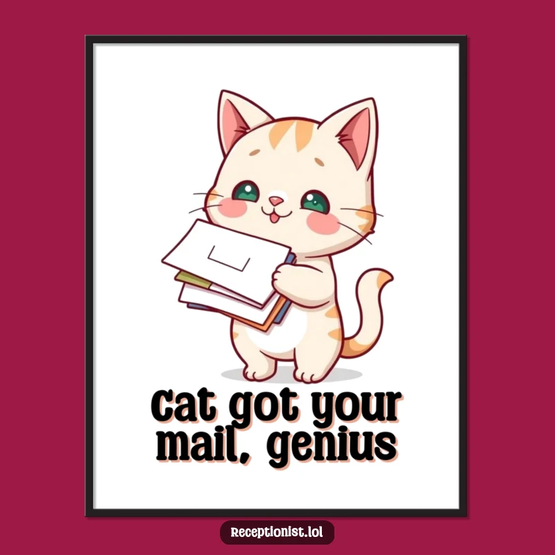 Free Printable Wall Art: Funny Cat Mail Watcher, Hilarious Downloadable Decor!