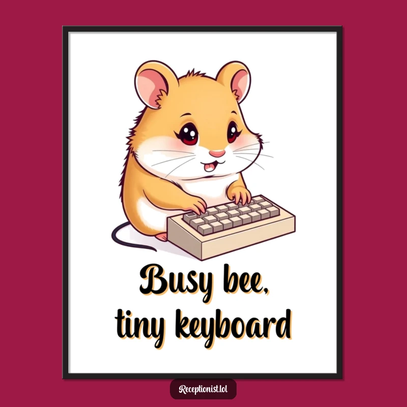 Free Printable Wall Art: Determined Hamster Art, Tiny Keyboard Focus for a Productive Space
