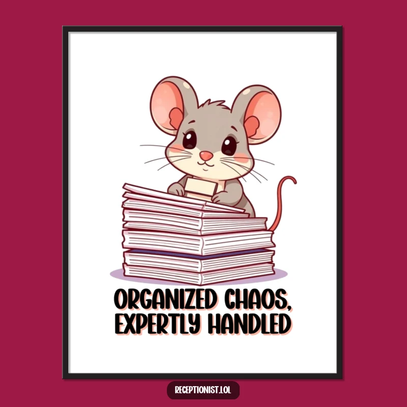 Funny Free Printable Wall Art: Determined Mouse Office Scene, Downloadable Gift